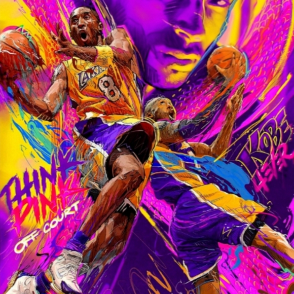 KOBE BRYANT LOS ANGELES LAKERS COLOR ART 8.5x11 ULTRA GLOSSY SELF CREATED POSTER - Picture 4 of 5